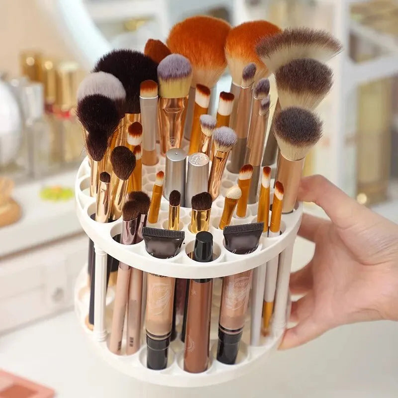 Makeup Brush & Lipstick Organizer - Cosmetic Vanity Storage Holder