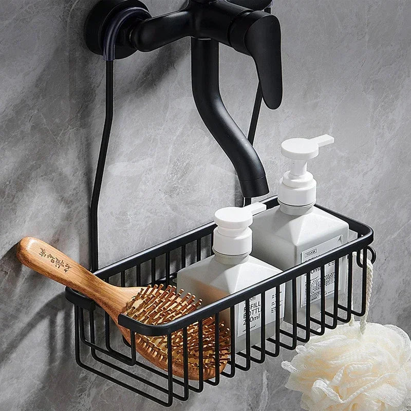 Drill-Free Aluminum Shower Shelf Organizer - Hanging Bathroom Organizer