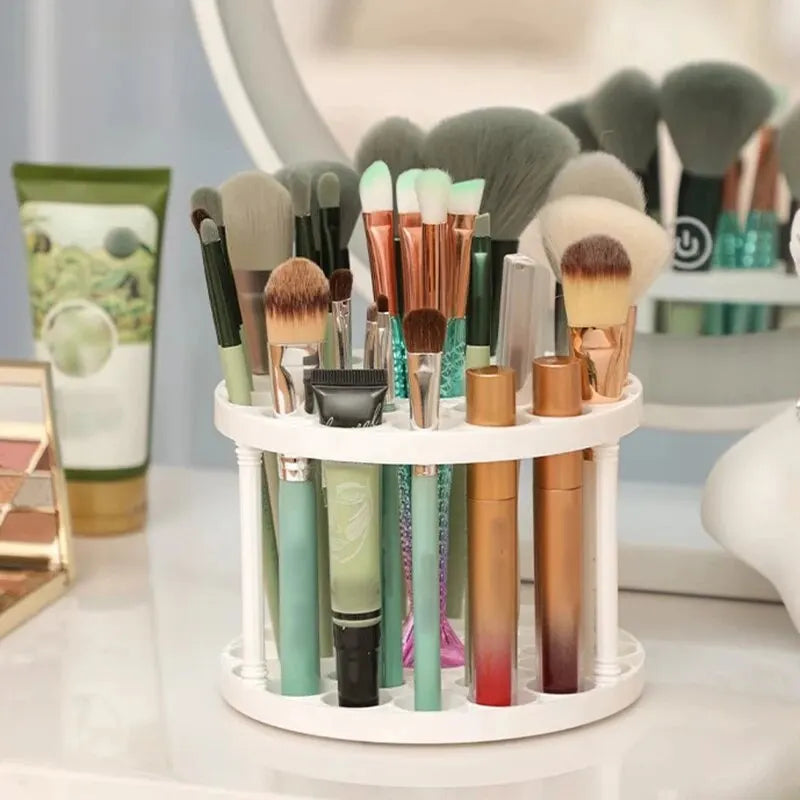 Makeup Brush & Lipstick Organizer - Cosmetic Vanity Storage Holder