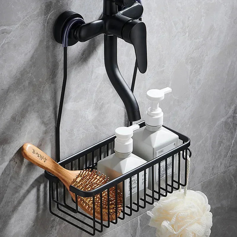 Drill-Free Aluminum Shower Shelf Organizer - Hanging Bathroom Organizer