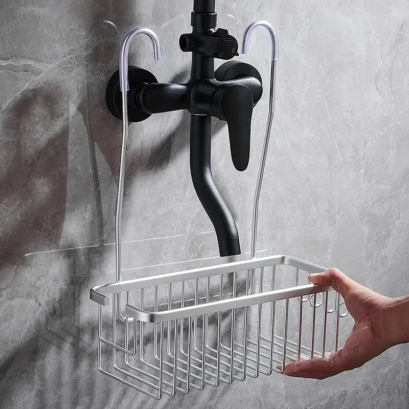 Drill-Free Aluminum Shower Shelf Organizer - Hanging Bathroom Organizer
