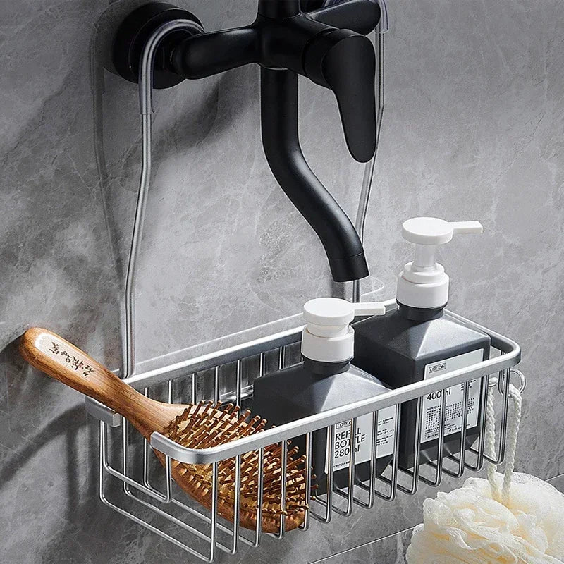 Drill-Free Aluminum Shower Shelf Organizer - Hanging Bathroom Organizer