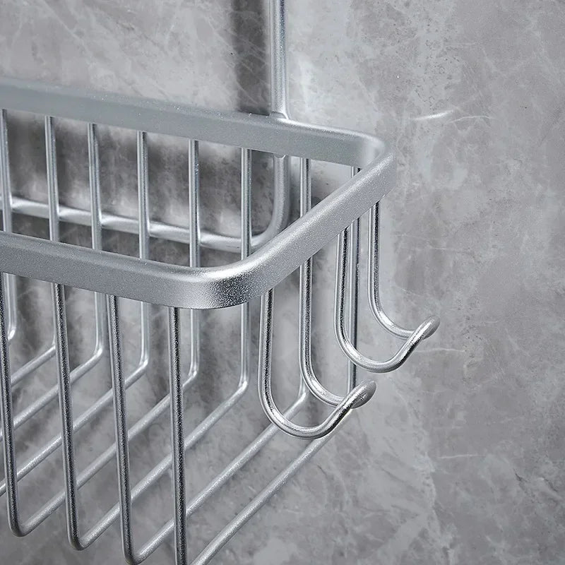 Drill-Free Aluminum Shower Shelf Organizer - Hanging Bathroom Organizer