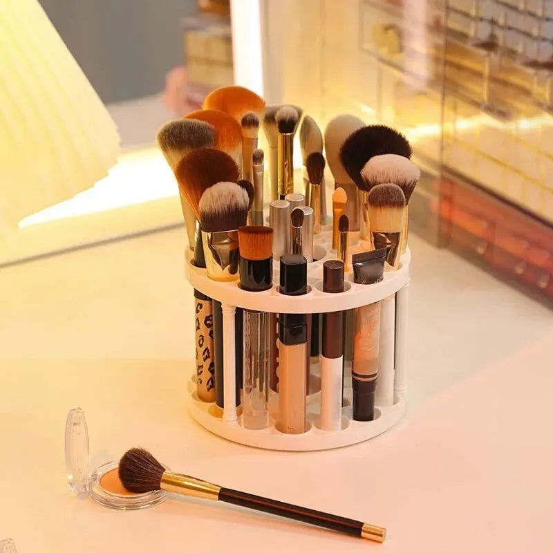 Makeup Brush & Lipstick Organizer - Cosmetic Vanity Storage Holder