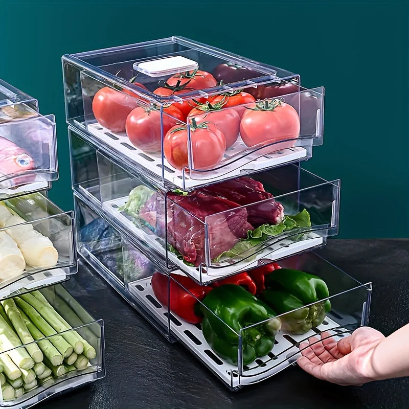 Refrigerator Drawer Storage Box - Fresh Food Organizer for Fridge