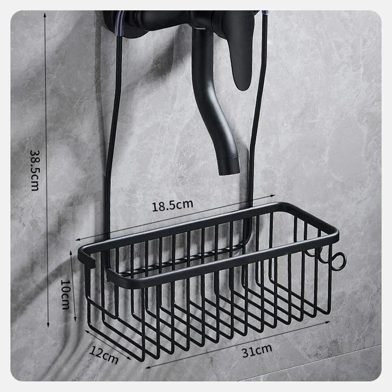 Drill-Free Aluminum Shower Shelf Organizer - Hanging Bathroom Organizer